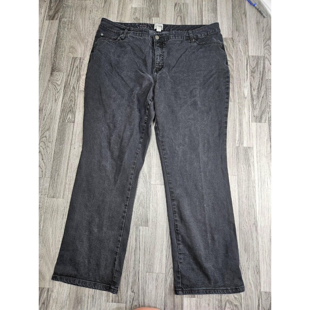 St John's Bay Jeans Womens 24W Black Straight Leg Stretch Denim Classic